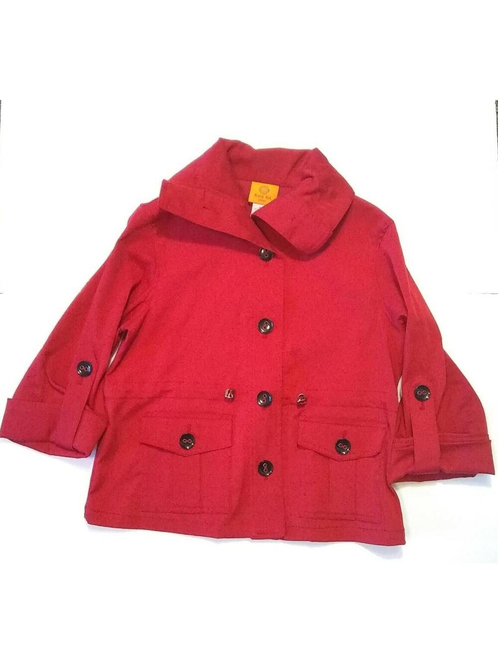 Ruby Rd. Roll Tab Sleeve Jacket/Blazer Large Button Front Red Womens 4 Petite